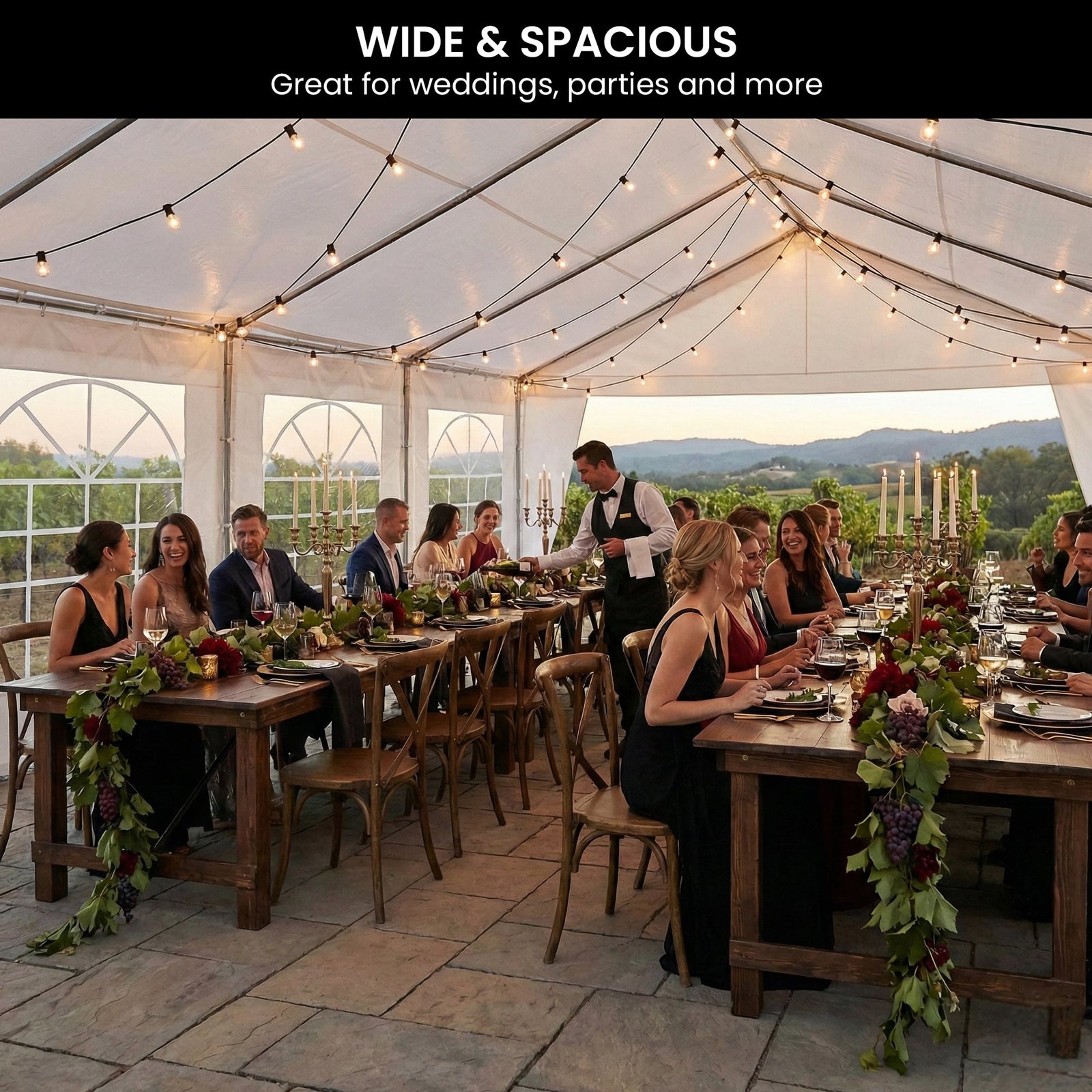 6x6m Outdoor Event Marquee Gazebo Party Wedding Tent - White