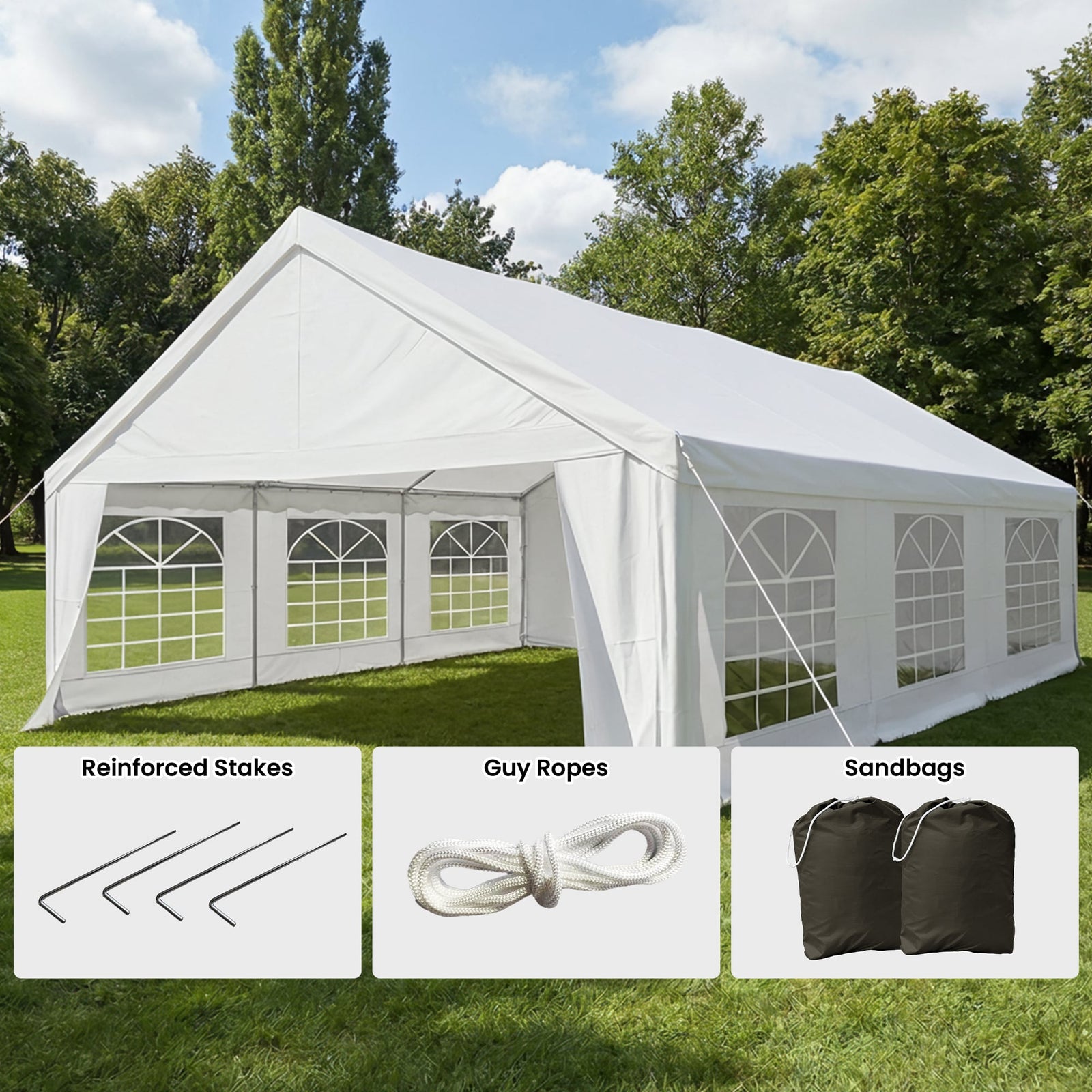 6x6m Outdoor Event Marquee Gazebo Party Wedding Tent - White