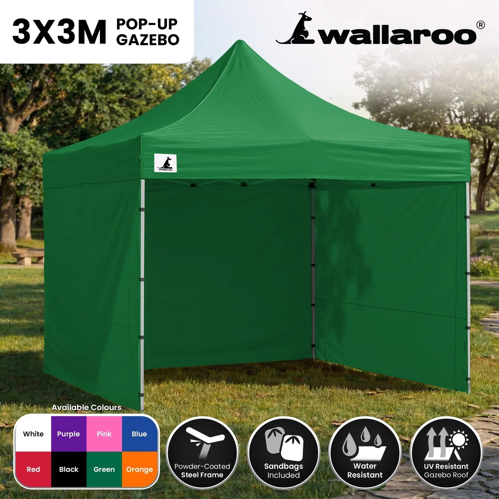 Gazebo Tent Marquee 3x3 Popup Outdoor - Green