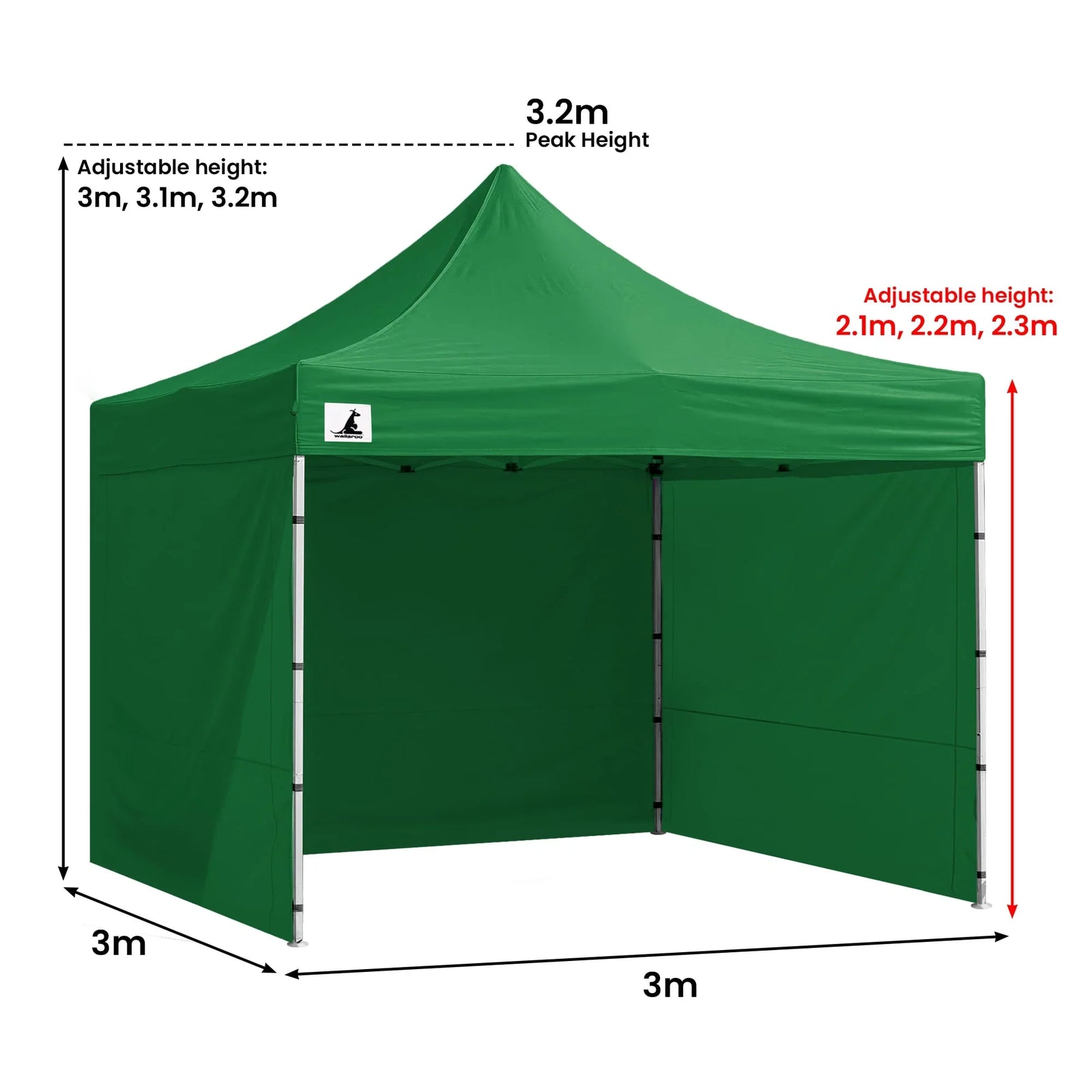 Gazebo Tent Marquee 3x3 Popup Outdoor - Green