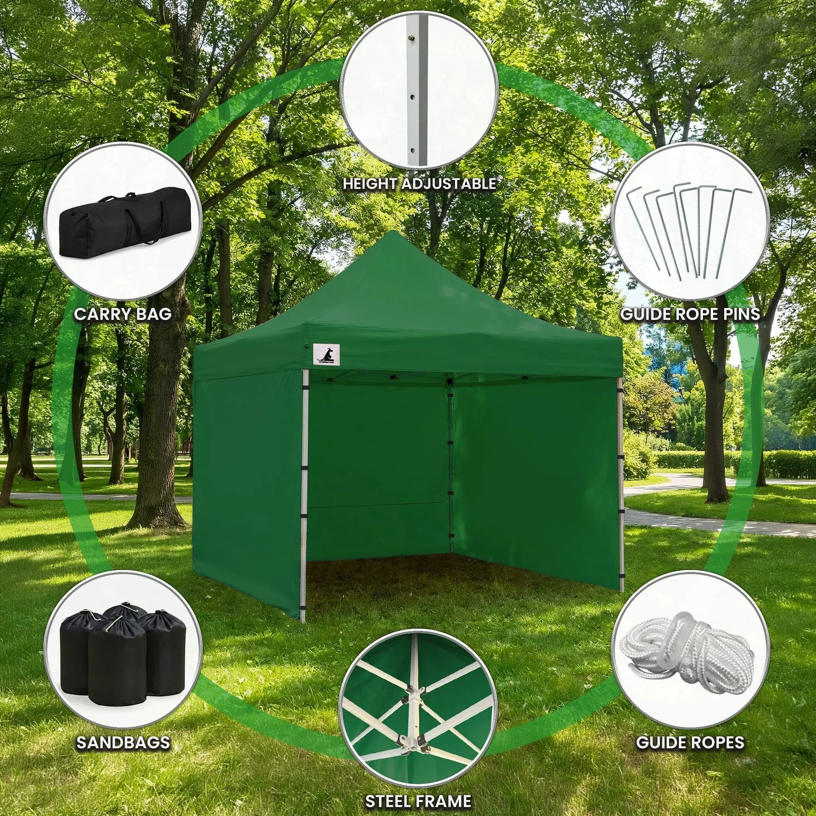 Gazebo Tent Marquee 3x3 Popup Outdoor - Green