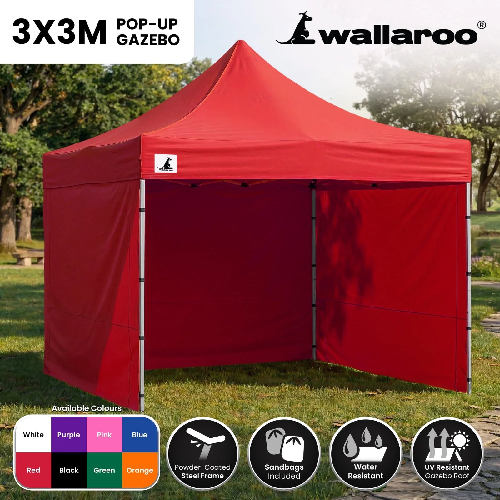 Gazebo Tent Marquee 3x3 PopUp Outdoor  Red