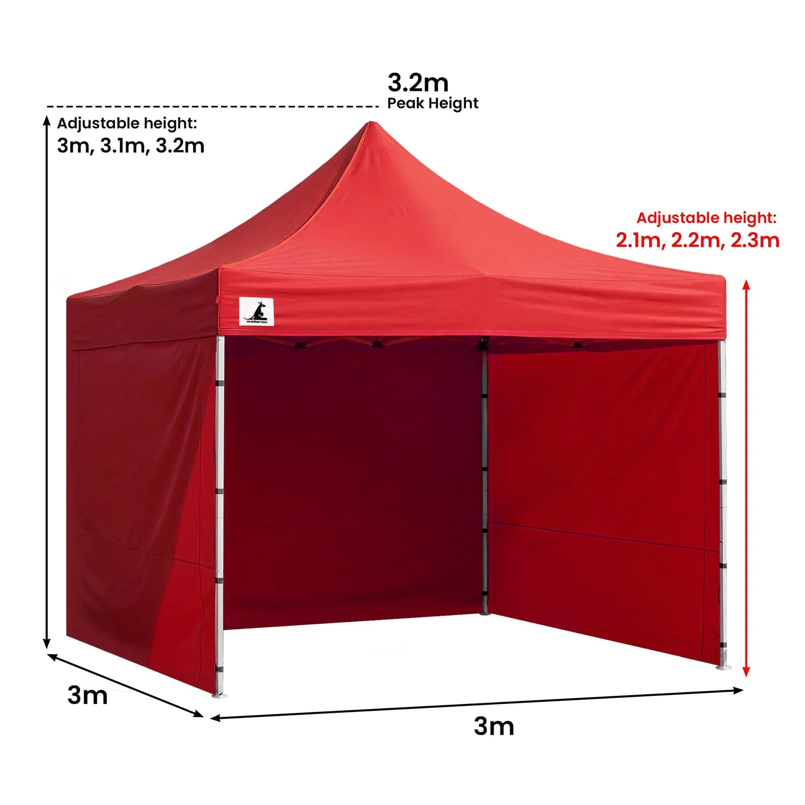 Gazebo Tent Marquee 3x3 PopUp Outdoor  Red