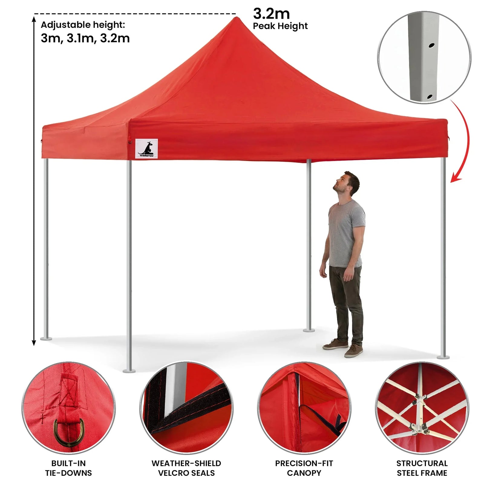 Gazebo Tent Marquee 3x3 PopUp Outdoor  Red