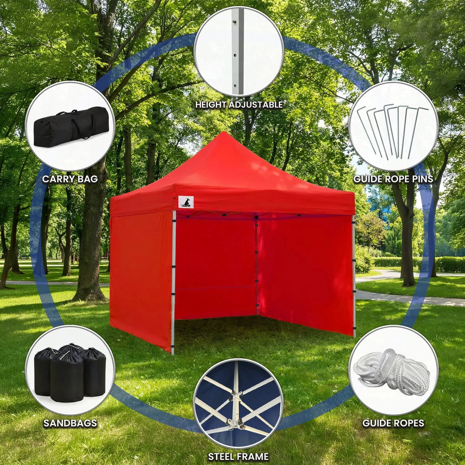 Gazebo Tent Marquee 3x3 PopUp Outdoor  Red