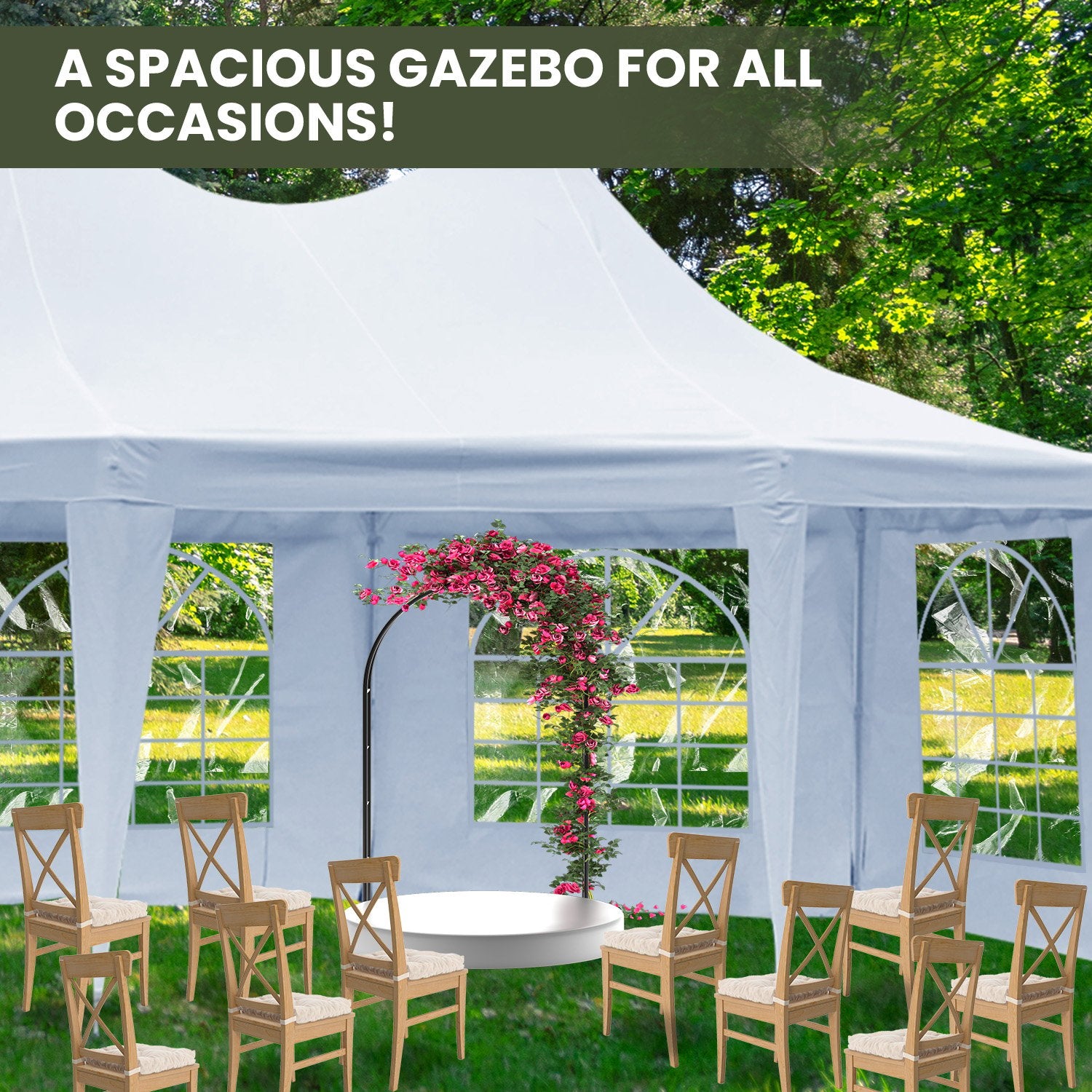 6x4.5m Wedding Gazebo Marquee with Sidewalls
