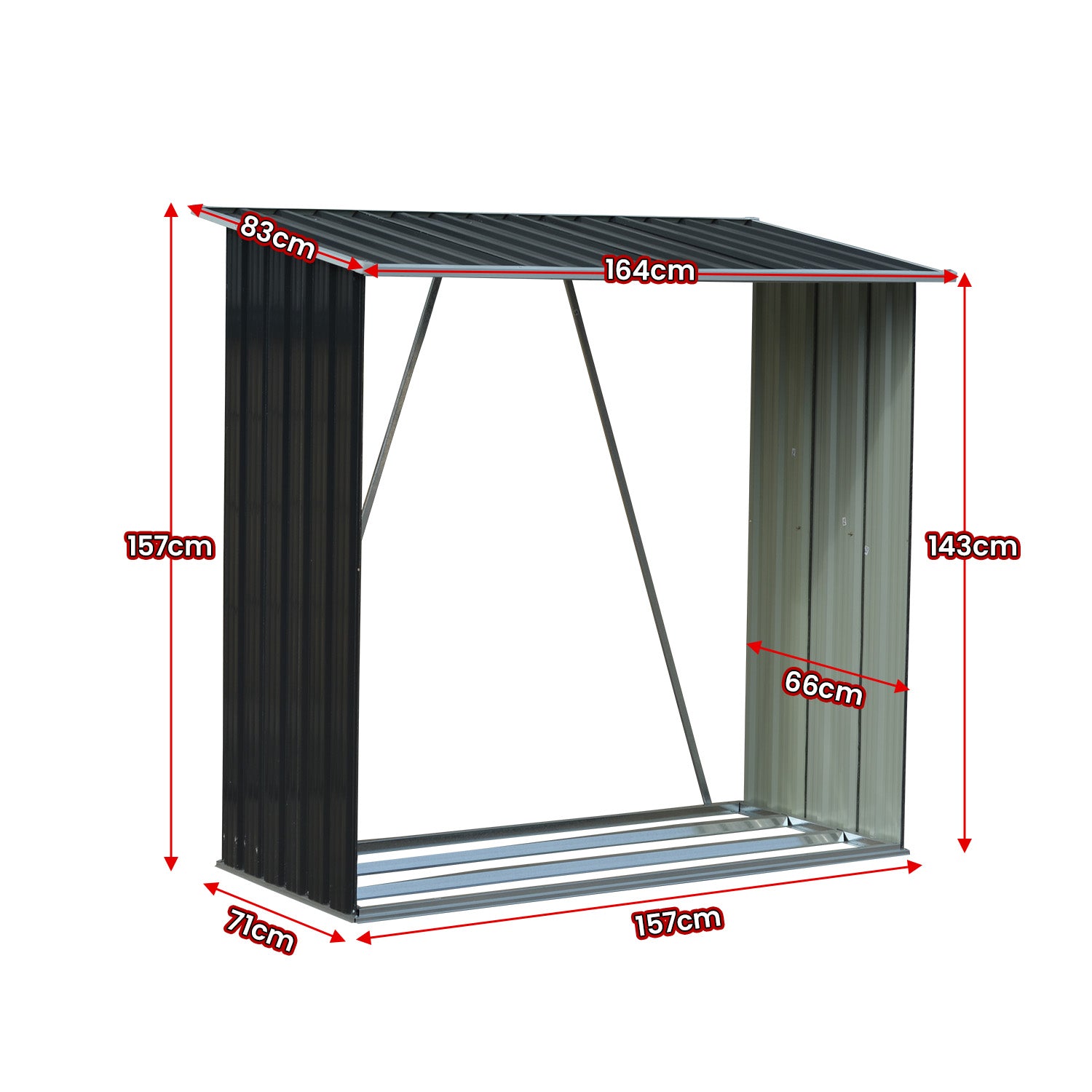Wood Storage Shed Galvanized Steel - Black