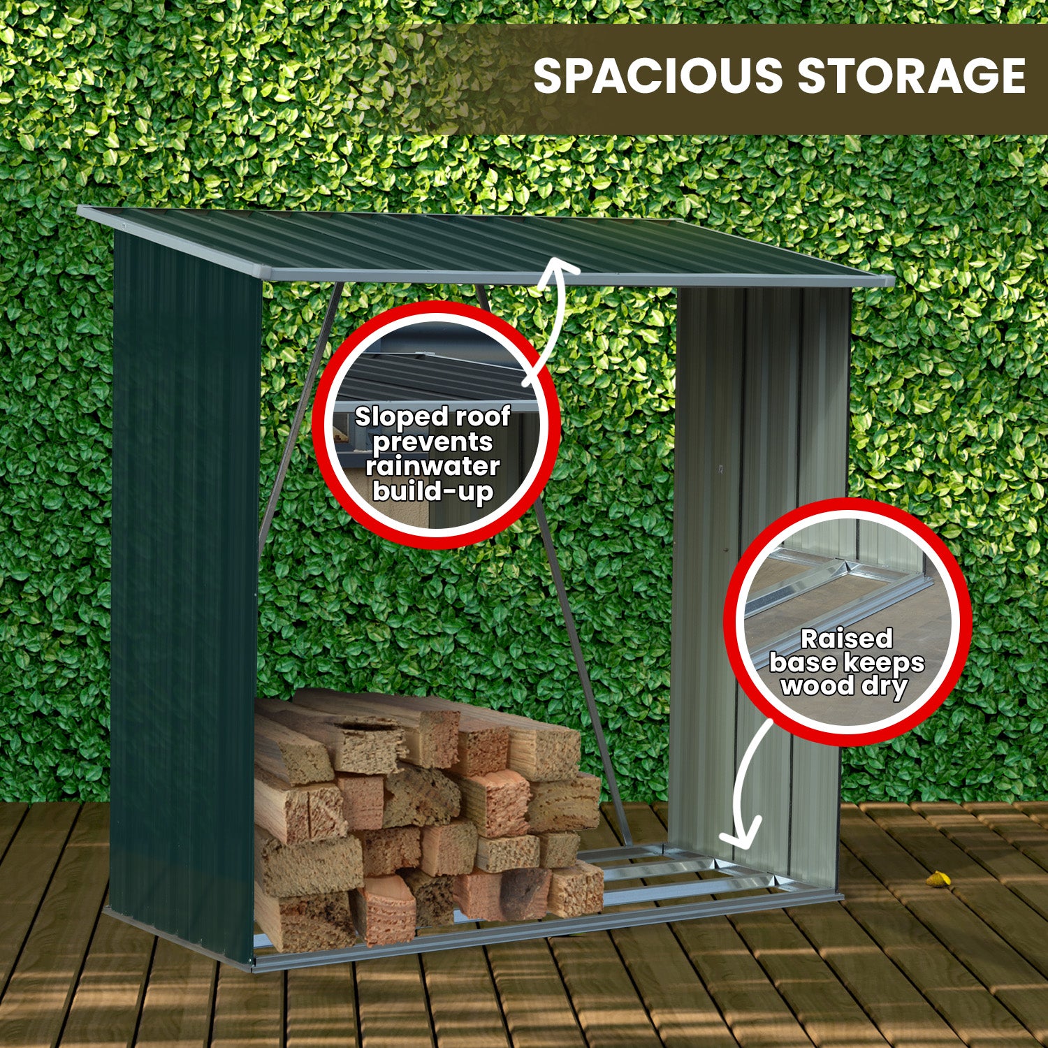 Wood Storage Shed Galvanized Steel - Green