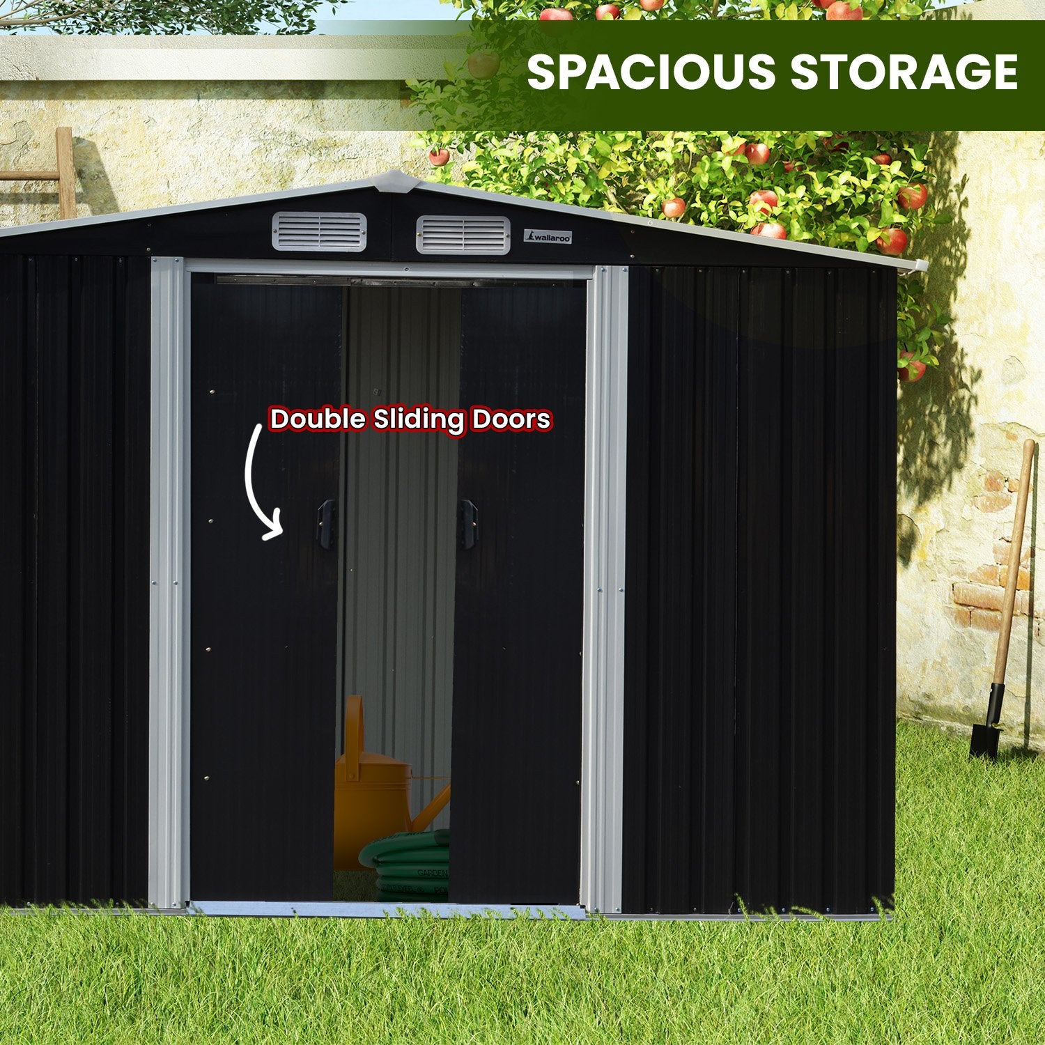 Garden Shed with Semi-Close Storage 4*8FT - Black