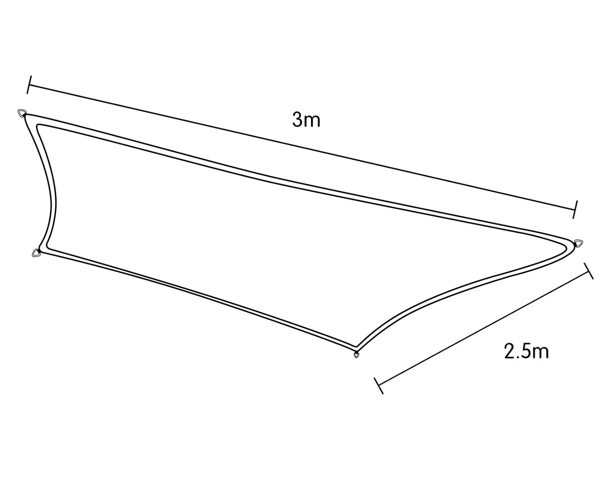 Rectangular Shade Sail 3m x 2.5m in Grey, Blocks Over 95% of UV, 185gsm