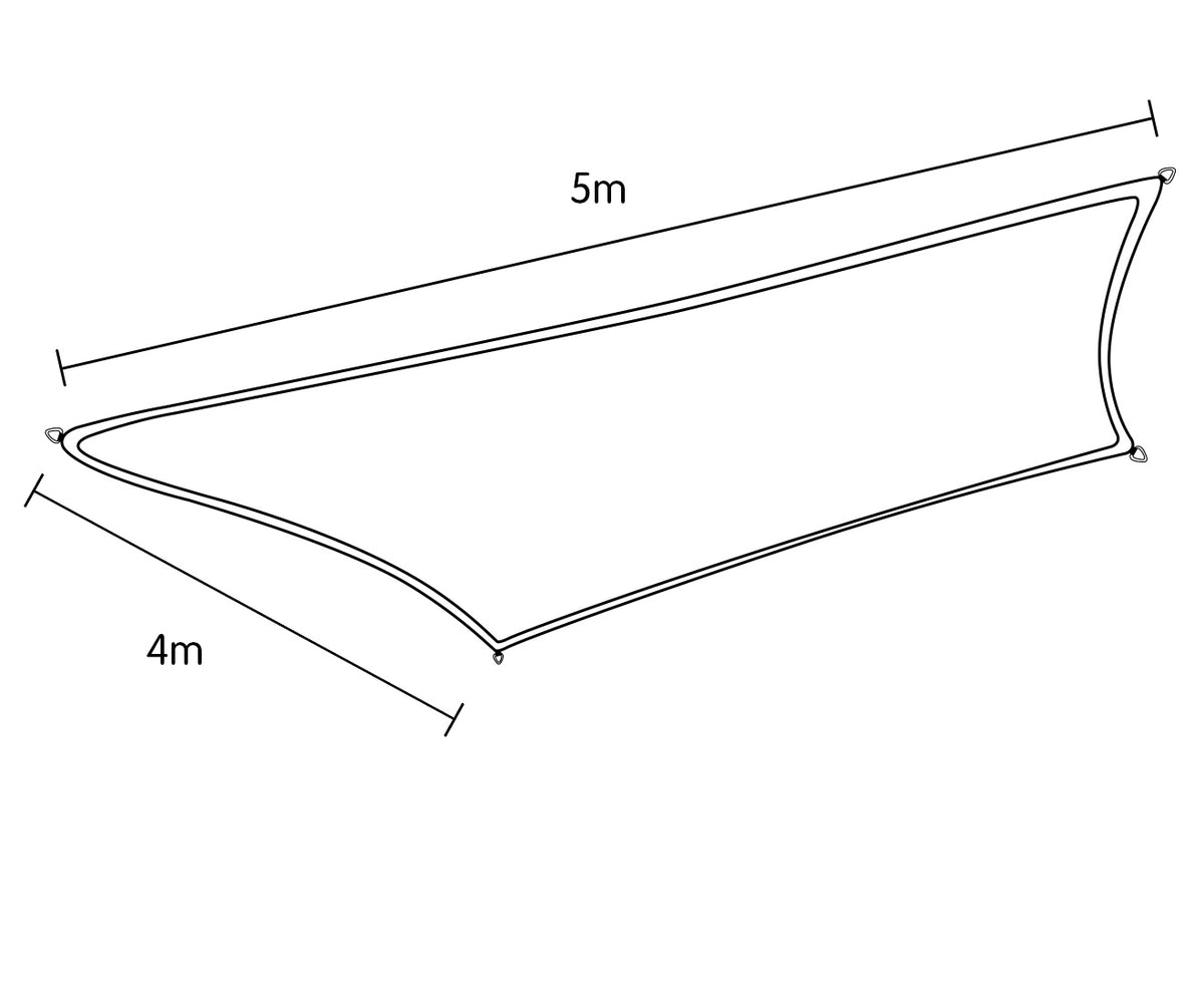 Rectangular Shade Sail 4m x 5m in Grey, Blocks Over 95% of UV Rays Daily