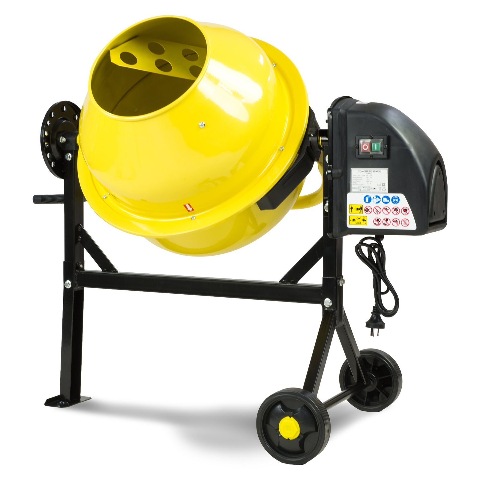 Portable 63L Cement Concrete Mixer Dual Mix Blades & Tipper Lock 220W