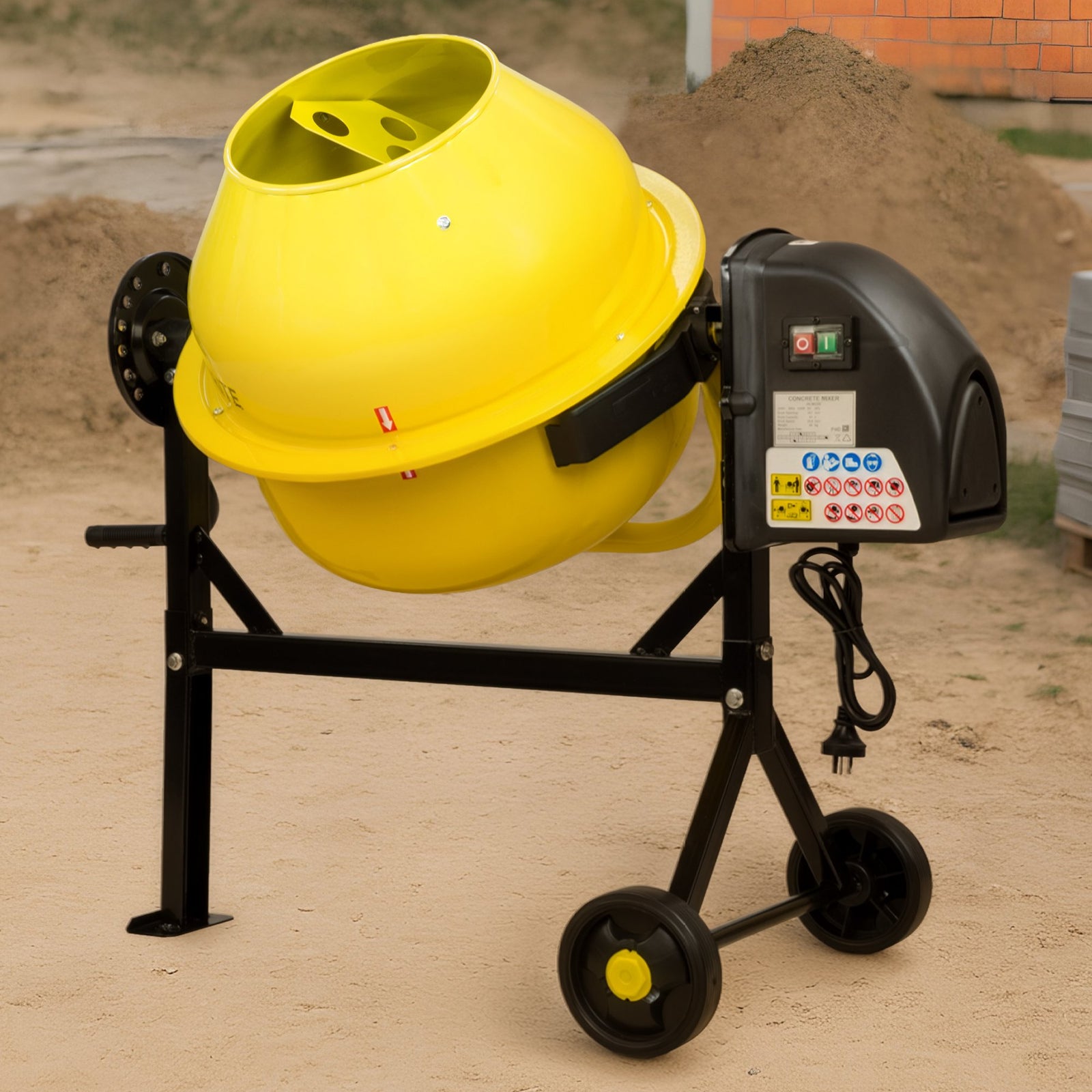 Portable 63L Cement Concrete Mixer Dual Mix Blades & Tipper Lock 220W