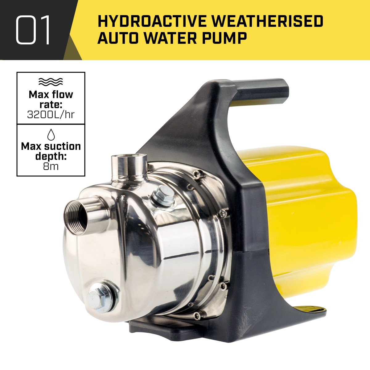 800w Weatherised Water Pump Without Controller- Yellow