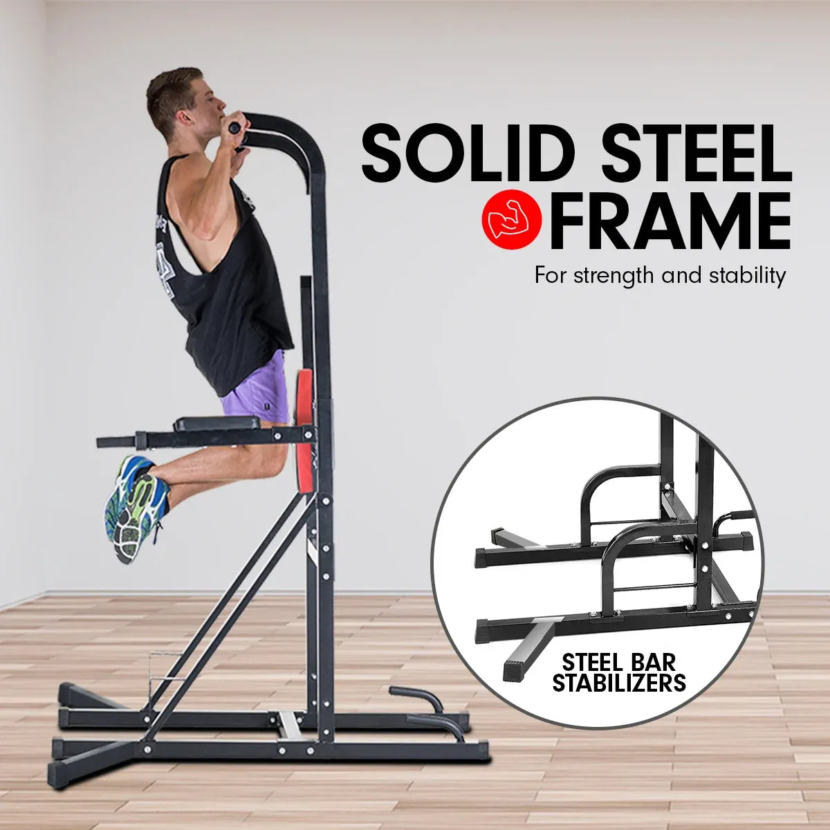 Powertrain Power Tower J06 Multifunction Strength Training Station with Pull-Up Bar Leg Raise Station Dip Bar