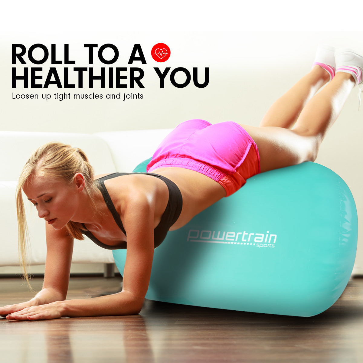 Sports Inflatable Gymnastics Air Barrel Exercise Roller 120 x 75cm - Green