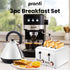Breakfast Set with Rose Gold Kettle & Toaster with 1.2L Espresso Machine - White