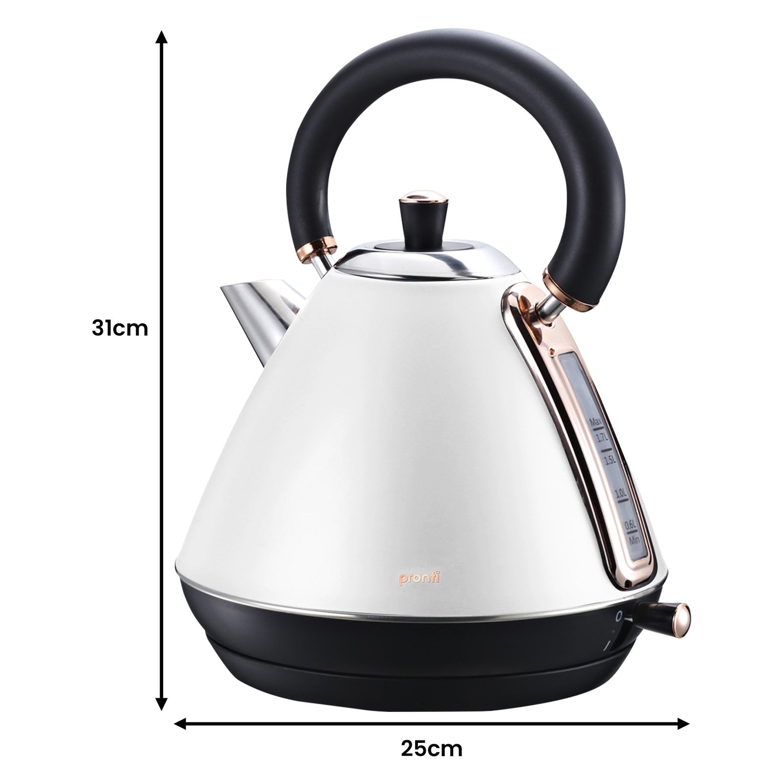 Breakfast Set with Rose Gold Kettle & Toaster with 1.2L Espresso Machine - White