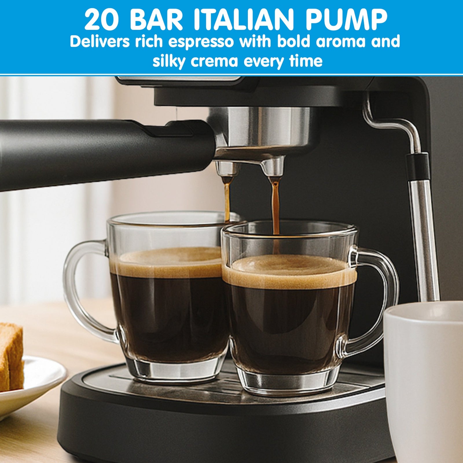 Breakfast Set with Rose Gold Kettle & Toaster with 1.2L Espresso Machine - White