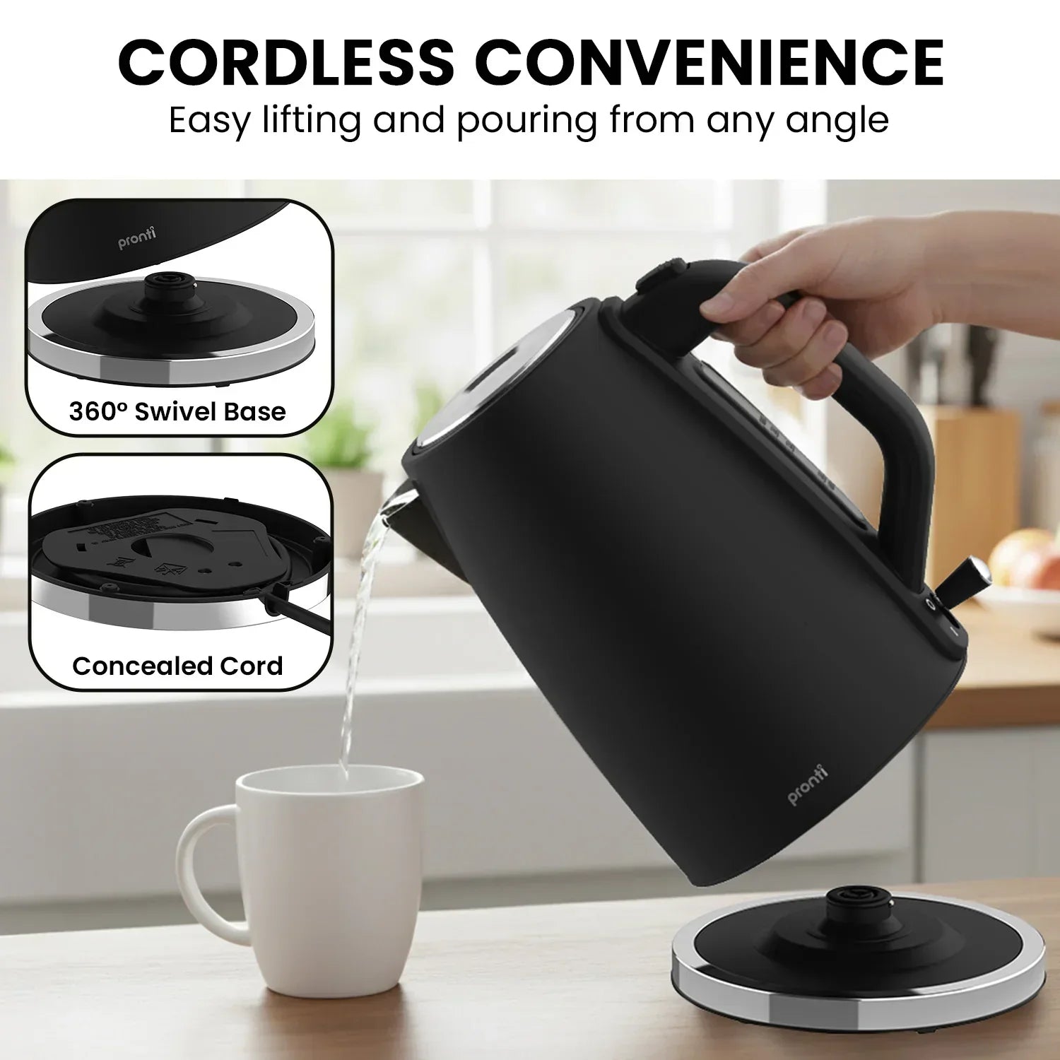 Silver Noir Collection 1.7L Electric Kettle