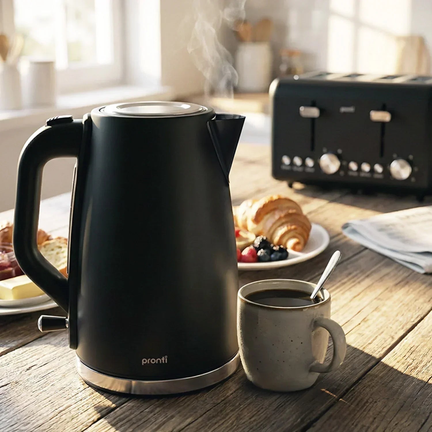 Silver Noir Collection 1.7L Electric Kettle