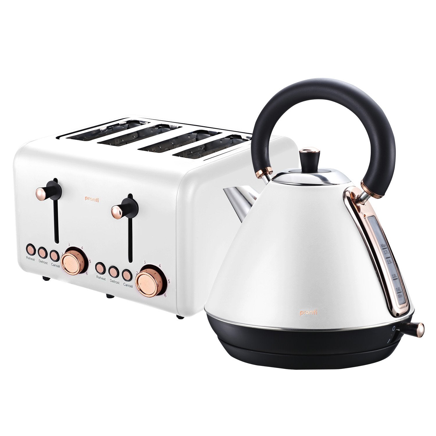 Rose Trim Collection Toaster & Kettle Bundle - White