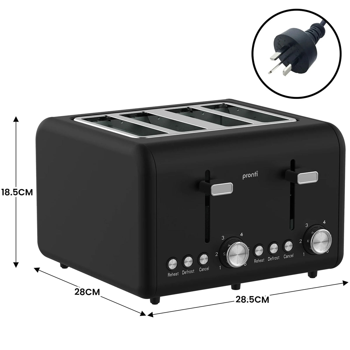 Silver Noir 4-Slice Toaster and 1.7L Kettle Bundle, Stainless Steel