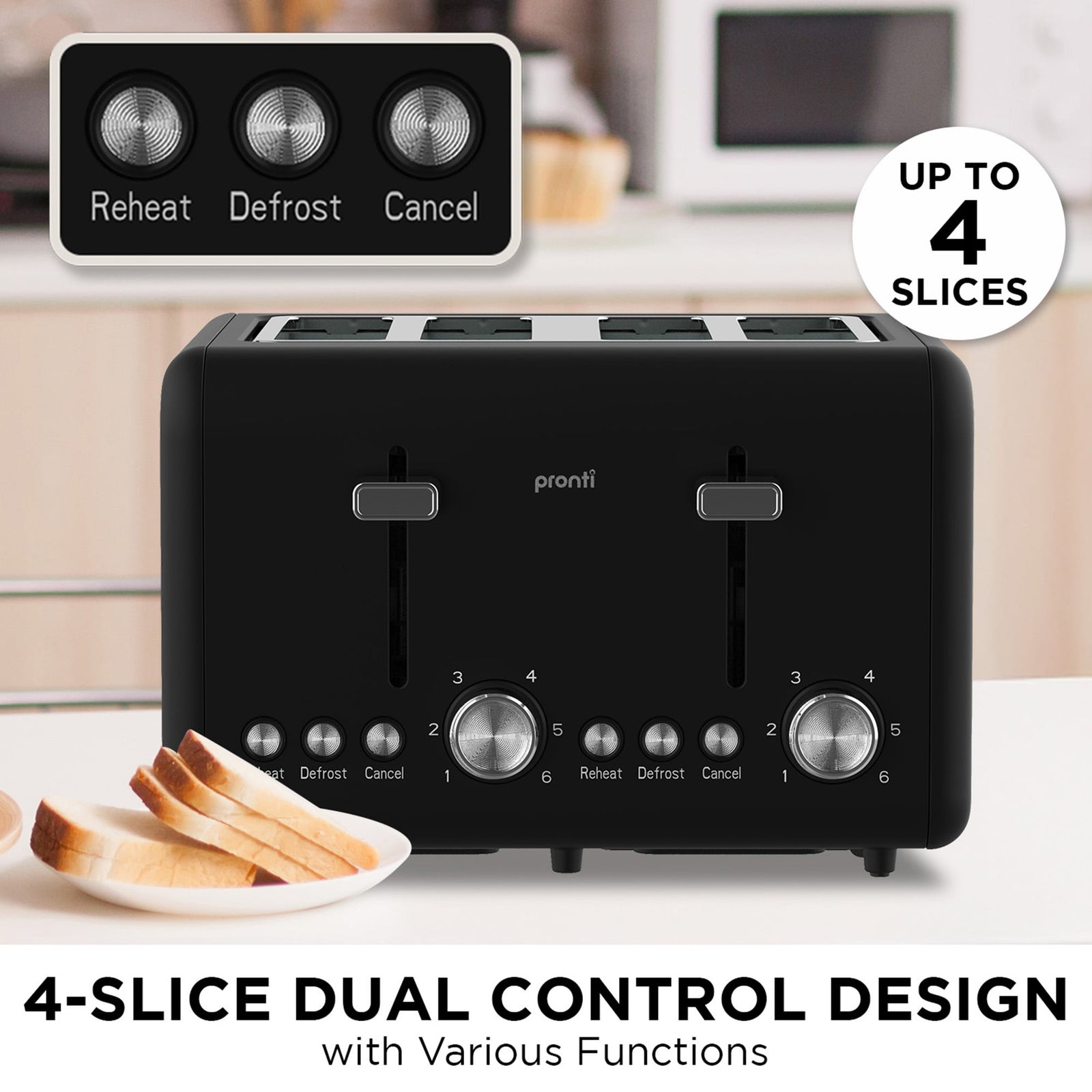 Silver Noir Collection 4 Slice Toaster and Kettle Bundle