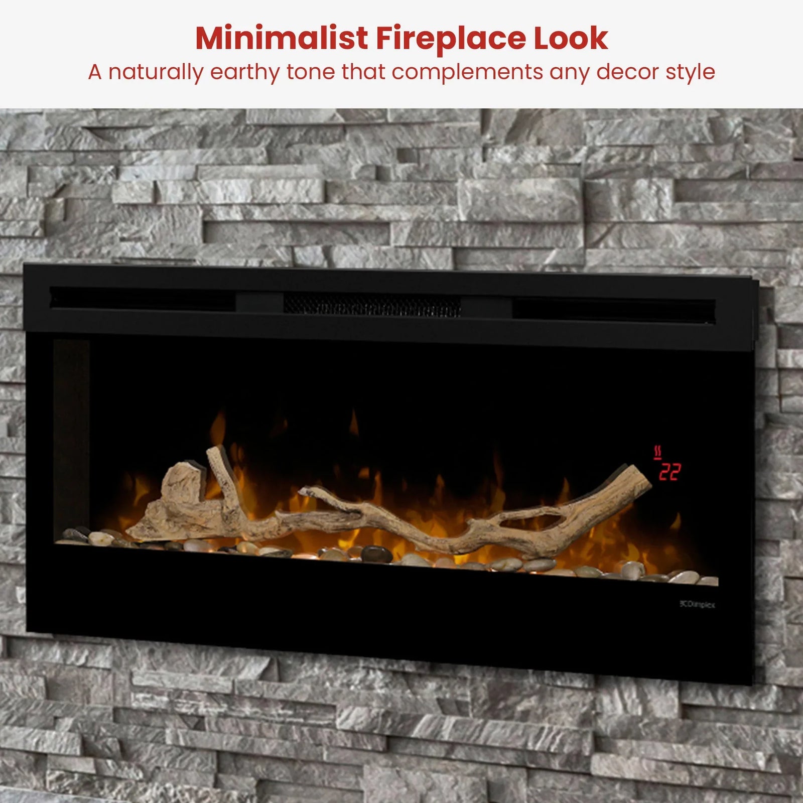 34-inch Linear Fireplace Driftwood and River Rock Accessory Package
