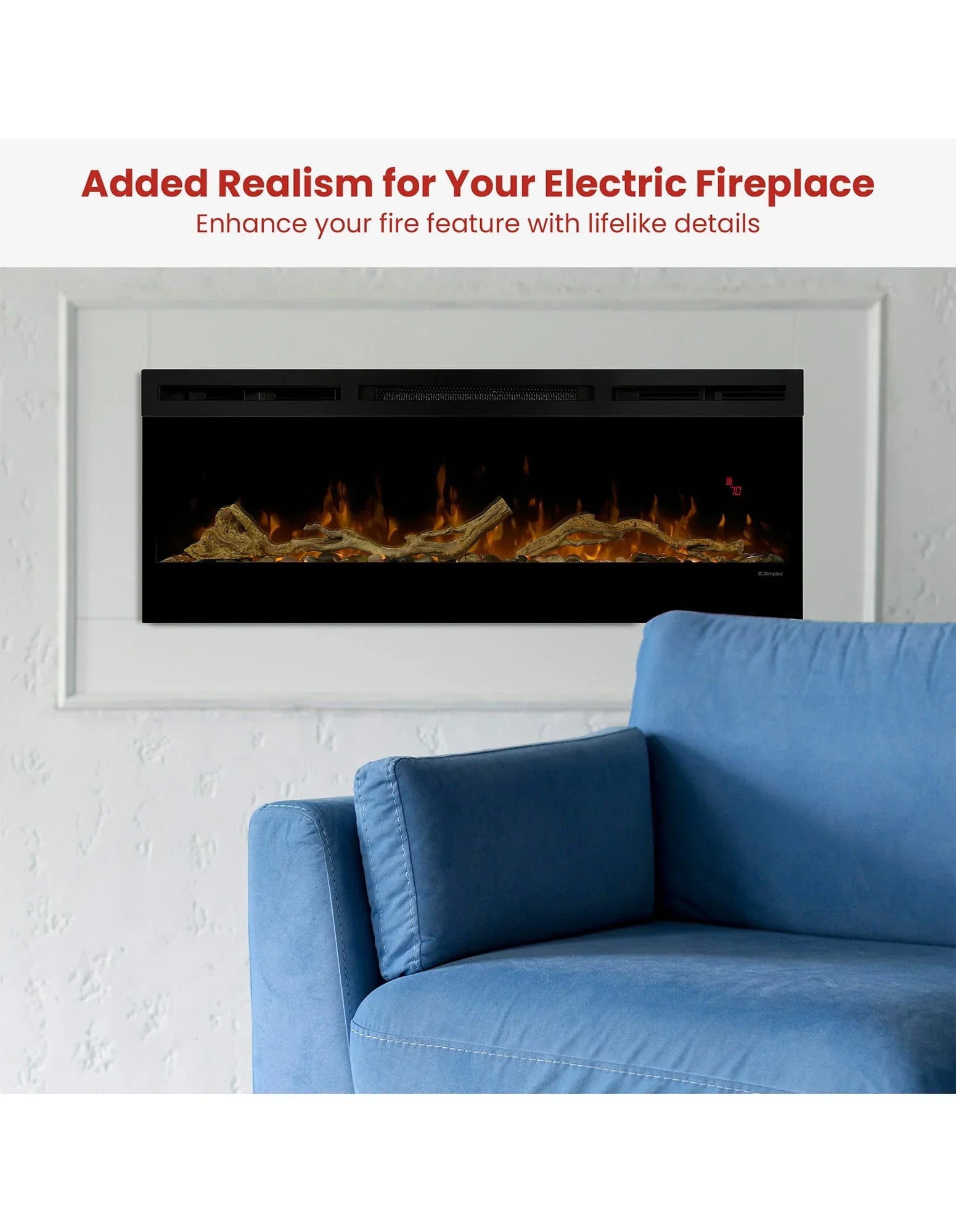 50-inch Linear Fireplace Driftwood and River Rock Accessory Package