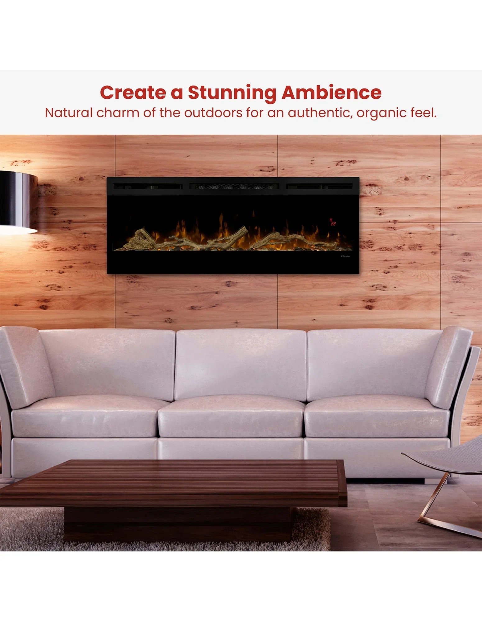 50-inch Linear Fireplace Driftwood and River Rock Accessory Package