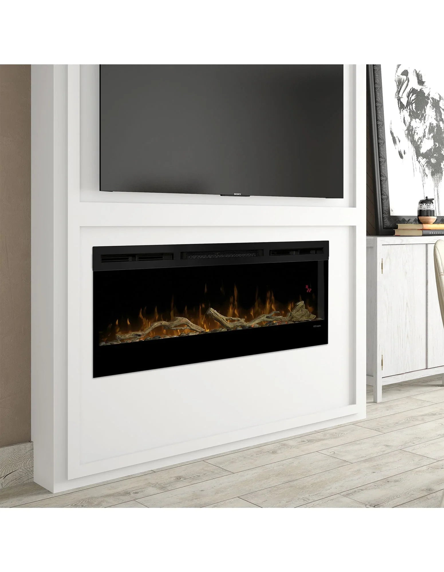 50-inch Linear Fireplace Driftwood and River Rock Accessory Package