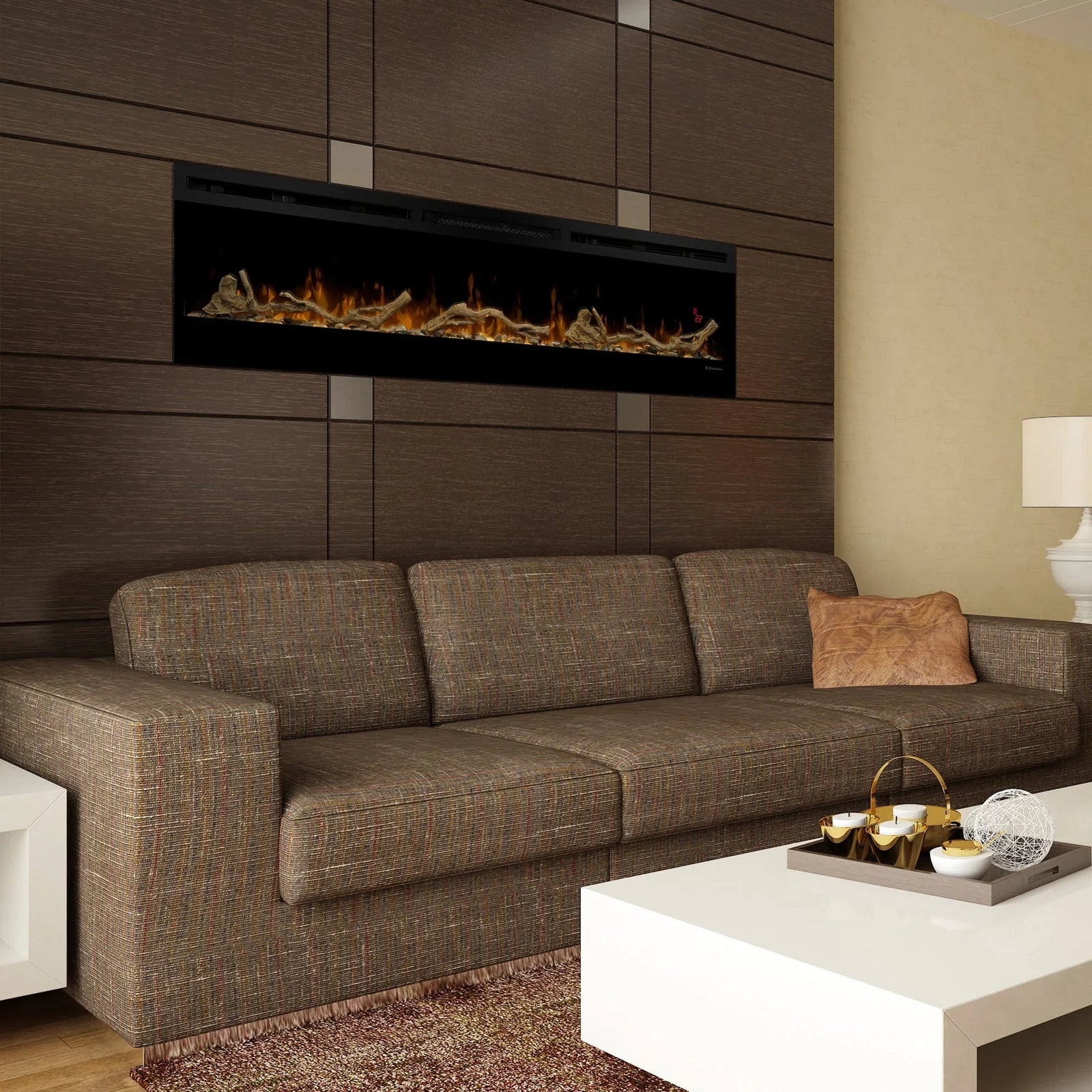 74-inch Linear Fireplace Driftwood and River Rock Accessory Package