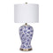 Sarantino Hand-Painted Floral Ceramic Table Lamp with Cotton Drum Shade Bedside Light for Bedroom Living Room