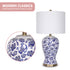 Sarantino Hand-Painted Floral Ceramic Table Lamp with Cotton Drum Shade Bedside Light for Bedroom Living Room