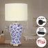 Sarantino Hand-Painted Floral Ceramic Table Lamp with Cotton Drum Shade Bedside Light for Bedroom Living Room