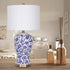 Sarantino Hand-Painted Floral Ceramic Table Lamp with Cotton Drum Shade Bedside Light for Bedroom Living Room