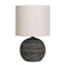 Sarantino Ceramic Table Lamp Striped Antique Black Globe Base with Beige Fabric Drum Shade Bedside Nightstand Light