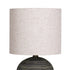 Sarantino Ceramic Table Lamp Striped Antique Black Globe Base with Beige Fabric Drum Shade Bedside Nightstand Light