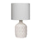Sarantino Cream Ceramic Table Lamp with White Fabric Shade, Antique Herringbone Patterned Bedside Light