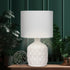 Sarantino Cream Ceramic Table Lamp with White Fabric Shade, Antique Herringbone Patterned Bedside Light