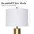 Sarantino Modern Faux Black Marble Table Lamp with Gold Brass Base & White Fabric Drum Shade