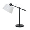 Sarantino Adjustable Black Metal Table Lamp with White Linen Fabric Shade Modern Bedside Desk Reading Light