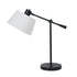 Sarantino Adjustable Black Metal Table Lamp with White Linen Fabric Shade Modern Bedside Desk Reading Light