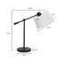Sarantino Adjustable Black Metal Table Lamp with White Linen Fabric Shade Modern Bedside Desk Reading Light