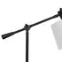 Sarantino Adjustable Black Metal Table Lamp with White Linen Fabric Shade Modern Bedside Desk Reading Light