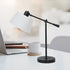 Sarantino Adjustable Black Metal Table Lamp with White Linen Fabric Shade Modern Bedside Desk Reading Light