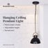 Black and Gold Pendant Light  Adjustable Sloped Ceiling 140cm