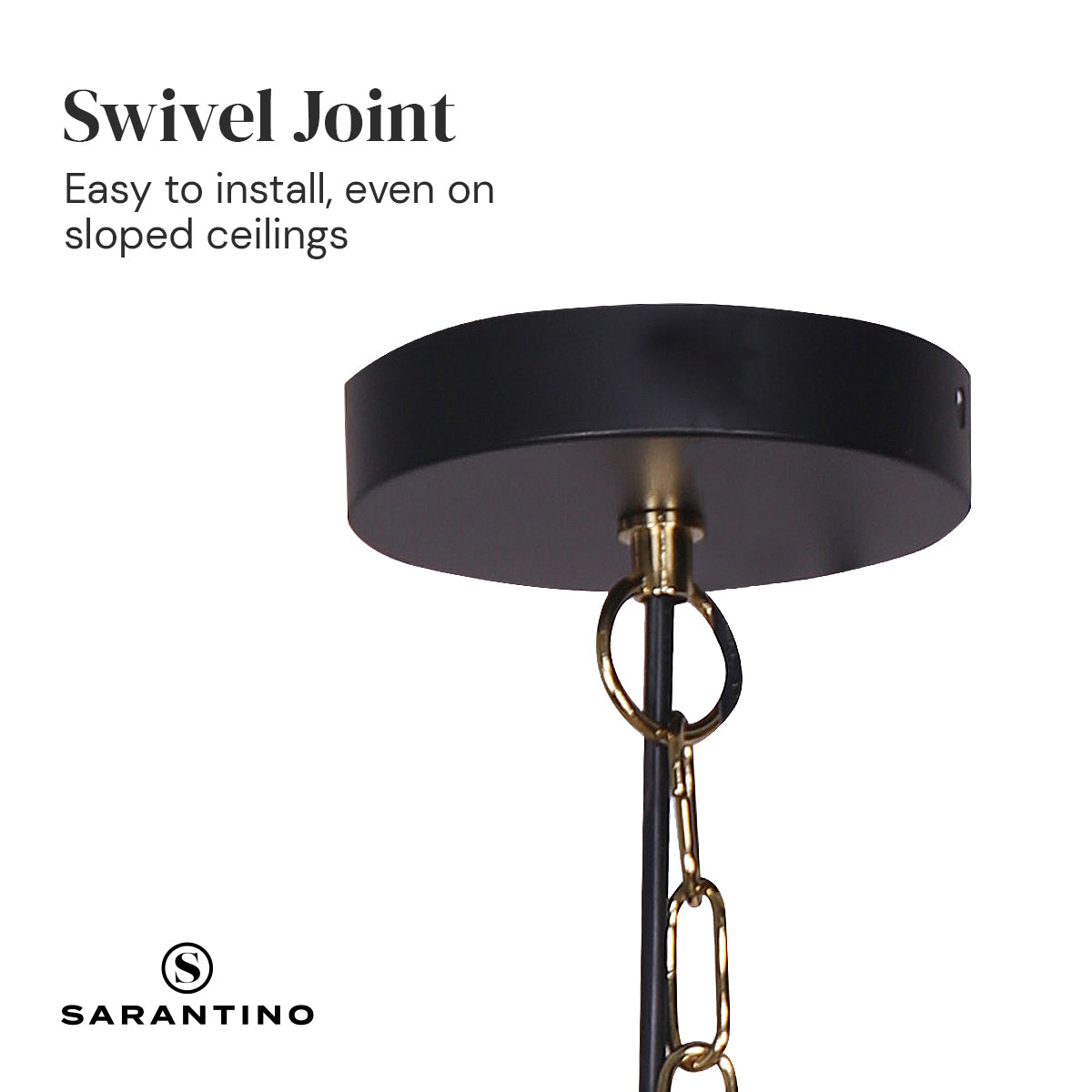 Black and Gold Pendant Light  Adjustable Sloped Ceiling 140cm