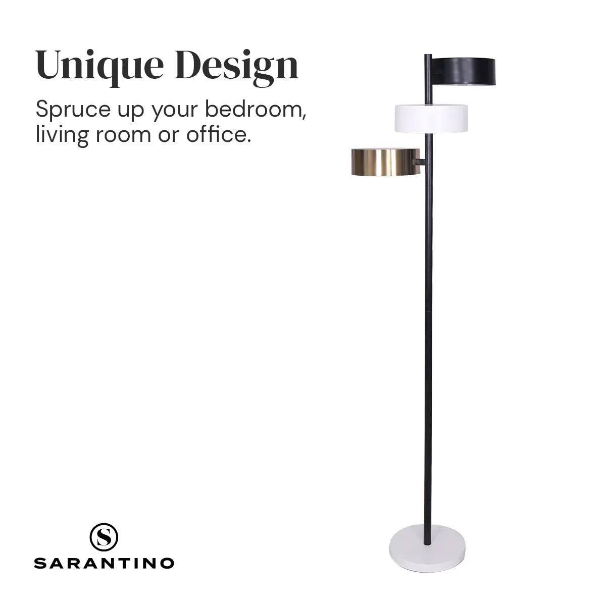 Metal Floor Lamp with 3 Swirl Shades